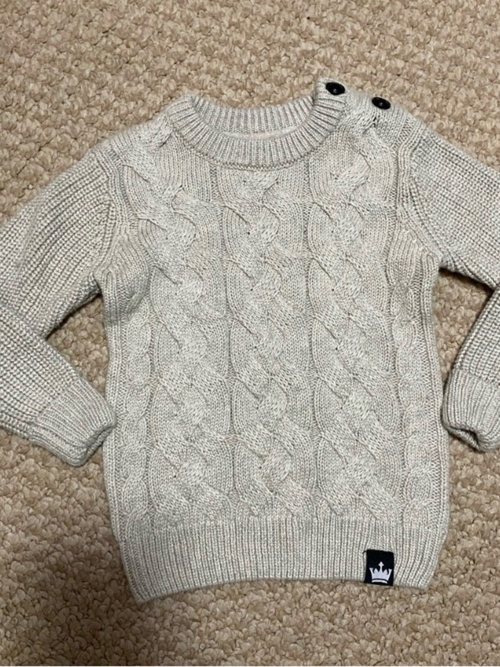 Littlest prince baby boys size 12mo tan Cable-Knit Sweater dressy